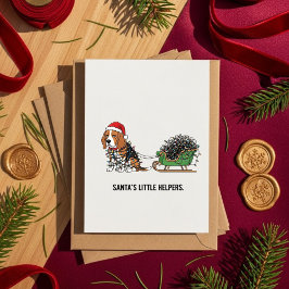 Funny Beagle Dog Sleigh Christmas Julkort