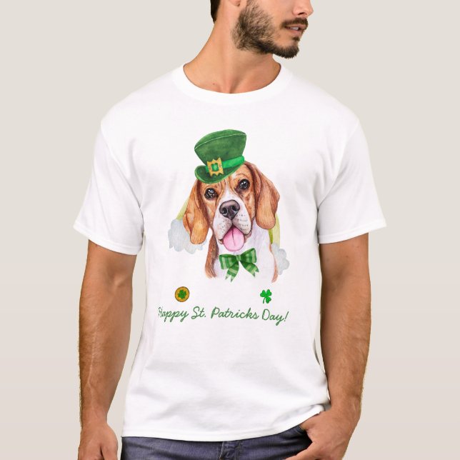 Funny Beagle Guld St. Patricks Day T Shirt (Framsida)