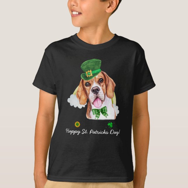 Funny Beagle Guld St. Patricks Day T Shirt (Framsida)
