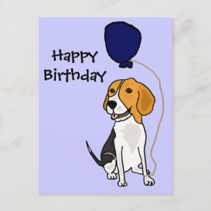 Funny Beagle Holding Balloon Vykort