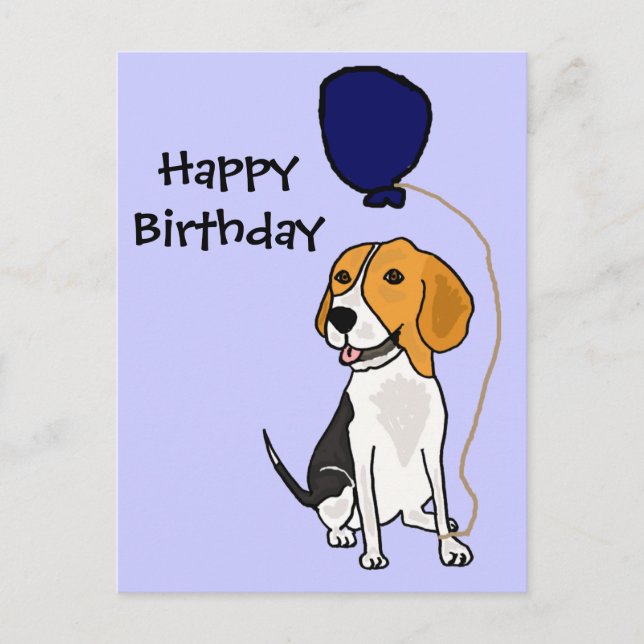 Funny Beagle Holding Balloon Vykort (Framsida)