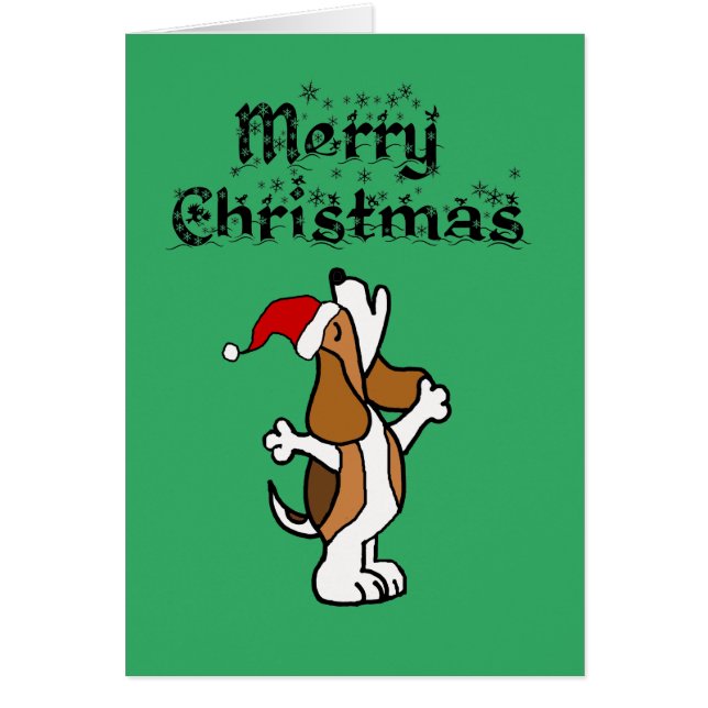 Funny Beagle Hund Singing jul Sång Hälsningskort (Framsidan)