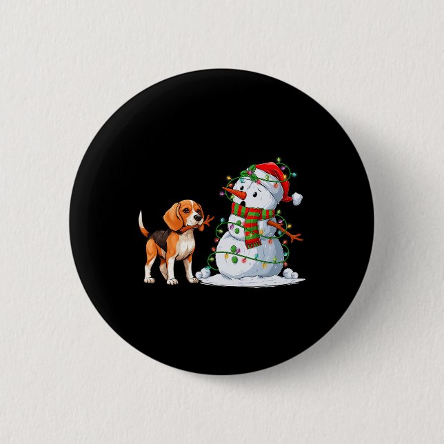 Funny Beagle Hund Snögubbe Julgran Ljus Xma Knapp (Framsida)