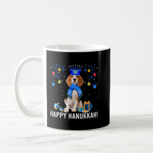 Funny Beagle Menorah Hat jul Lycklig Hanukkah Kaffemugg