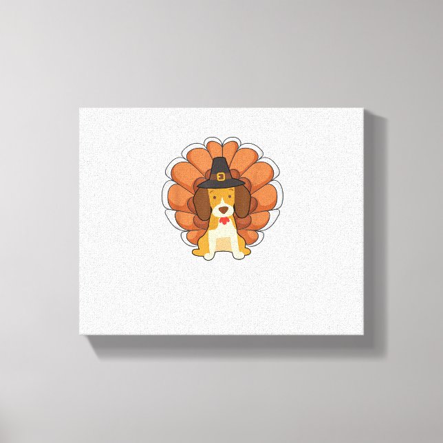 Funny Beagle Turkey Funny Thanksgiving Hund Tee Canvastryck (Framsida)