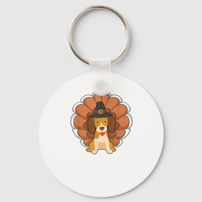 Funny Beagle Turkey Funny Thanksgiving Hund Tee Nyckelring (Framsida)