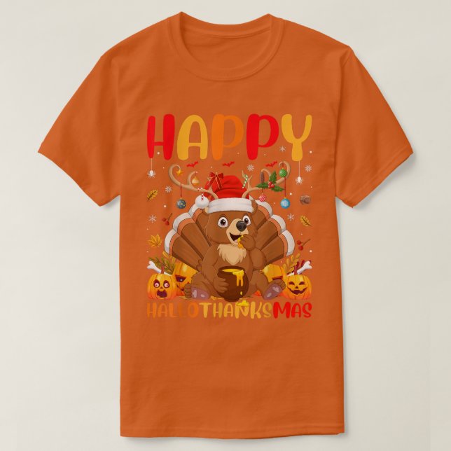 Funny Bear Animal Lover Lycklig Bear HelloTackMas T Shirt (Design framsida)