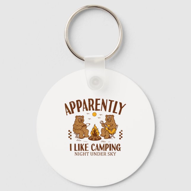 Funny Bear Apparently, I Like Camng  Nyckelring (Framsida)
