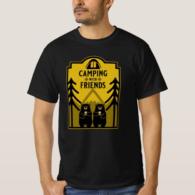 Funny Bear Camp Äventyr Kanada T Shirt (Framsida)
