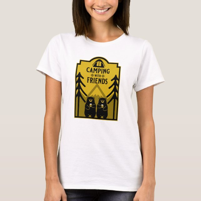 Funny Bear Camp Äventyr Kanada T Shirt (Framsida)
