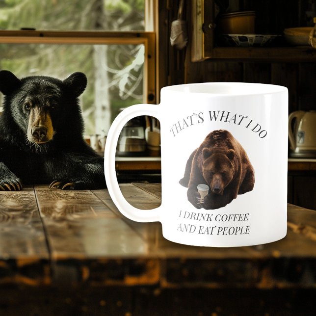 Funny Bear-drink Coffee Say Kaffemugg (Skapare uppladdad)
