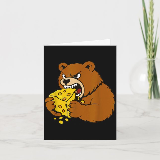 Funny Bear Eating Cheese Illustration For Food Lov Kort (Framsida)