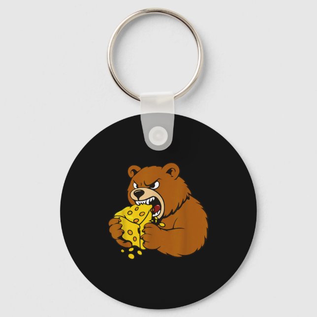 Funny Bear Eating Cheese Illustration For Food Lov Nyckelring (Framsida)