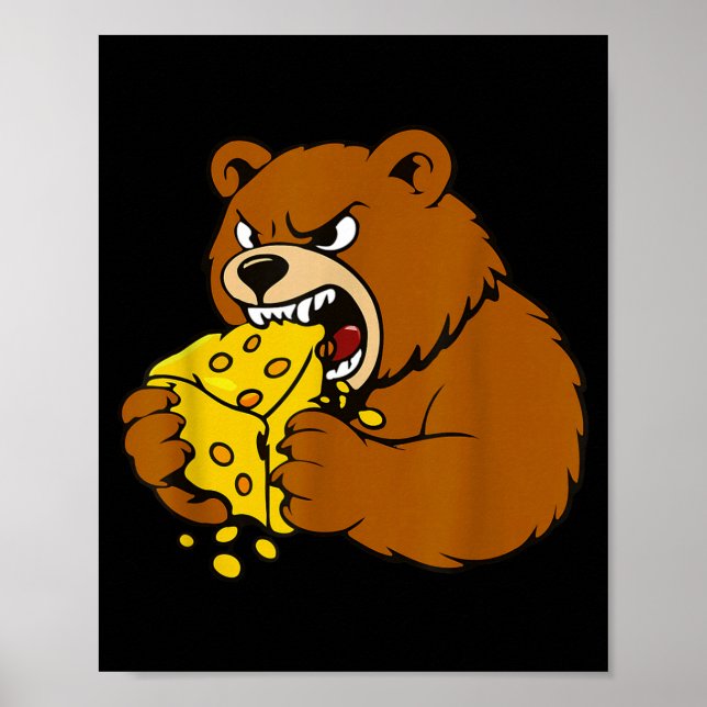 Funny Bear Eating Cheese Illustration For Food Lov Poster (Framsidan)