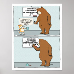 Funny Bear och Cat Roommate Trouble Poster