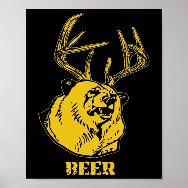Funny Bear Plus-Hjortar är lika med Beer Hjort Hun Poster (Framsidan)