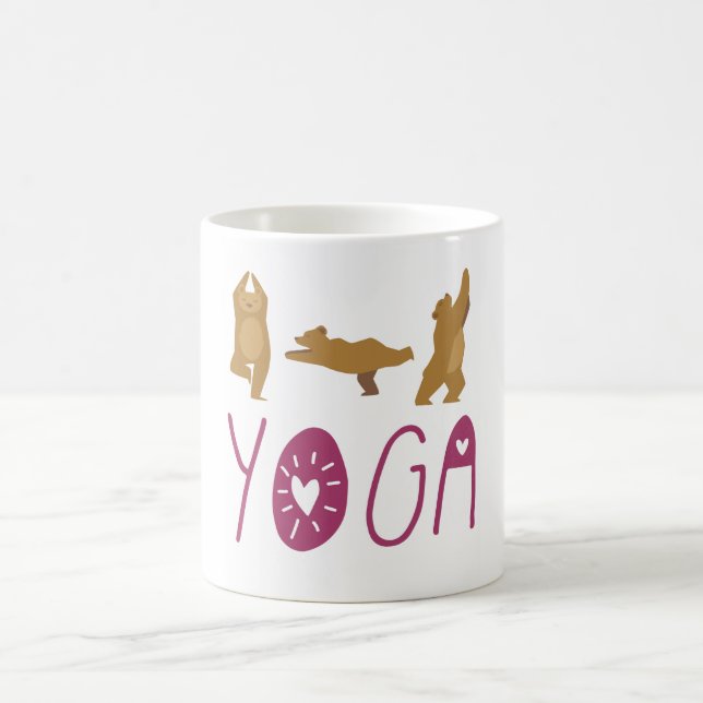 Funny Bear Poses Yoga Kaffemugg (Center)