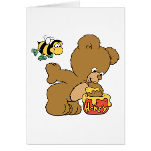 Funny Bear Sneaking Honung Hälsningskort