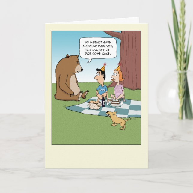 Funny Bear Wants Birthday Cake Kort (Framsida)