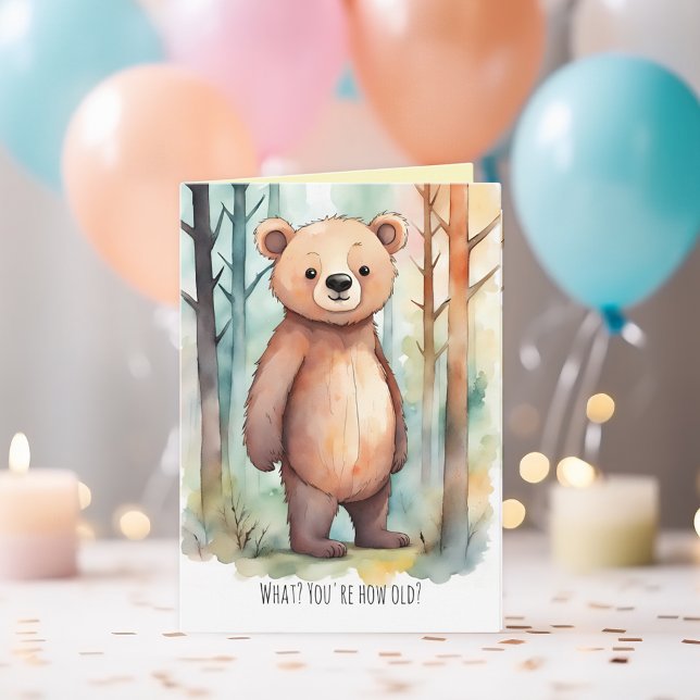 Funny Bear Years Birthday Kort (Cute and funny birthday card for older adults.)
