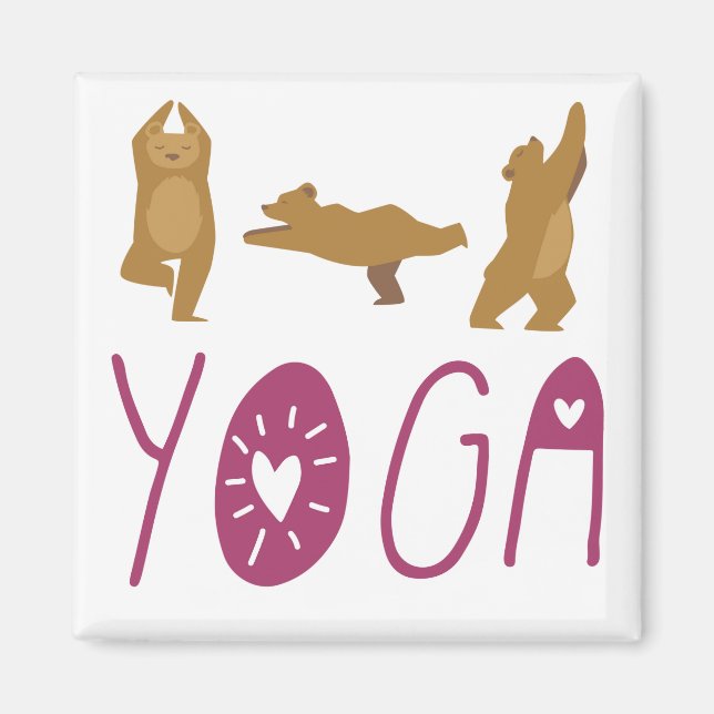 Funny Bear Yoga Poses Magnet (Framsidan)