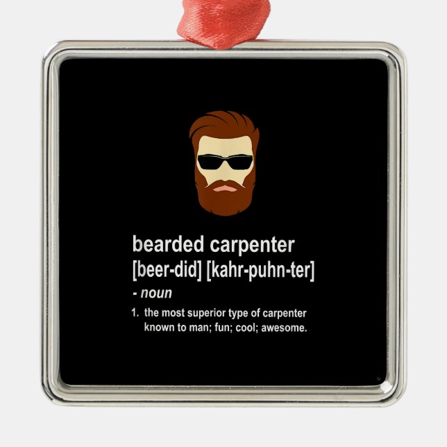 Funny Beard Carpenter Manar Julgransprydnad Metall (Framsidan)