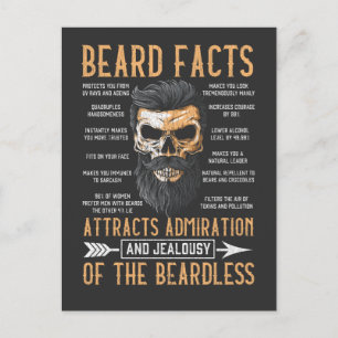 Funny Beard Facts Bearded Man Mustache Humor Vykort