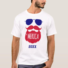 Funny Beard 'Merica Patriotic T Shirt
