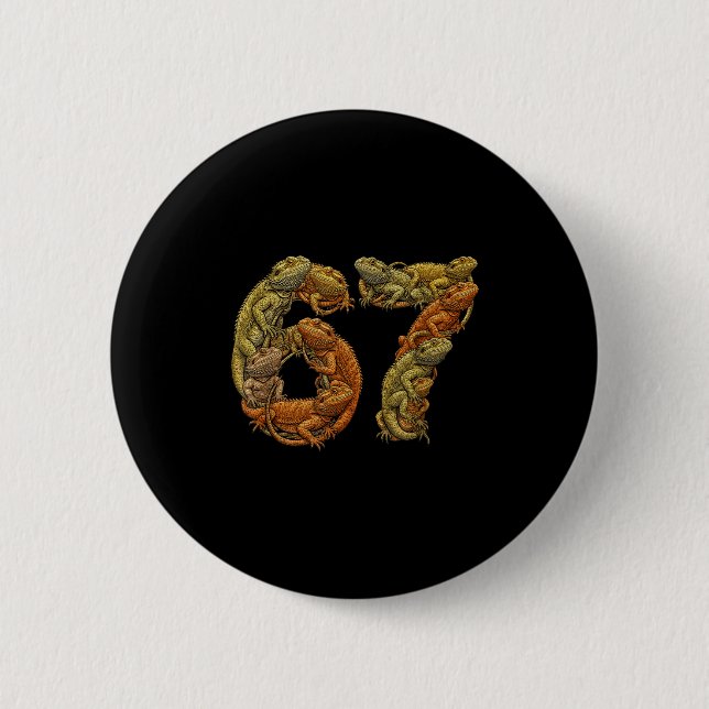 Funny Bearded Dragon 6 7 Meme Six Seven Beardzilla Knapp (Framsida)