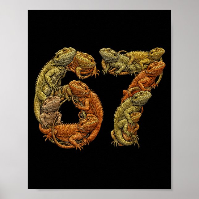 Funny Bearded Dragon 6 7 Meme Six Seven Beardzilla Poster (Framsidan)