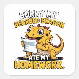Funny Bearded Dragon Cute Reptile Lover Gift Fyrkantigt Klistermärke