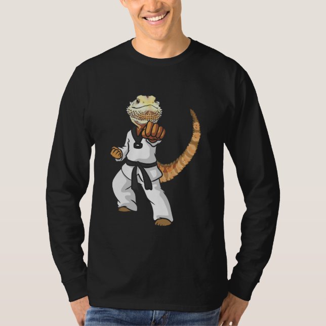Funny Bearded Dragon Karate Samurai Ninja Lizard R T Shirt (Framsida)