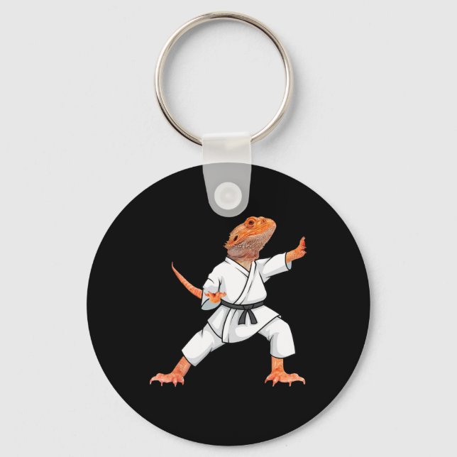 Funny Bearded Dragons Doing Karate Samurai Ninja L Nyckelring (Framsida)