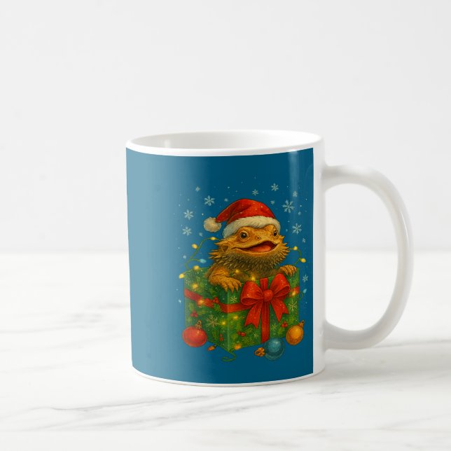 Funny Bearded Dragons Santa Christmas Tree Lights  Kaffemugg (Höger)