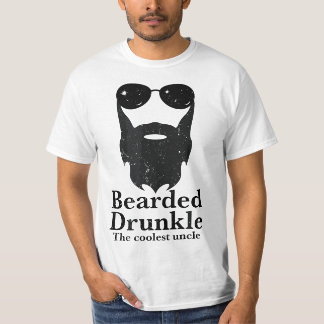 Funny Bearded Drunkle Drunk Uncle Drinking Gift T Shirt (Framsida)