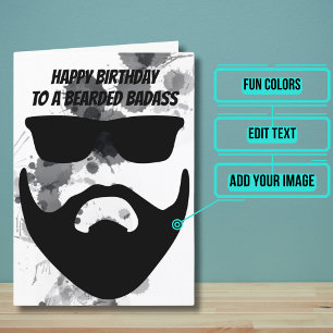 Funny Bearded Friend Birthday Kort