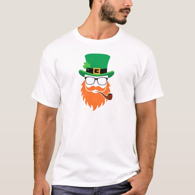 Funny Bearded Leprechaun St Patricks Day T Shirt (Framsida)