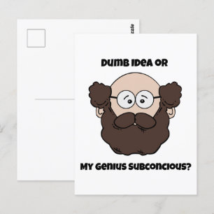 Funny Bearded Professor Tecknad, Genius eller Dumb Vykort