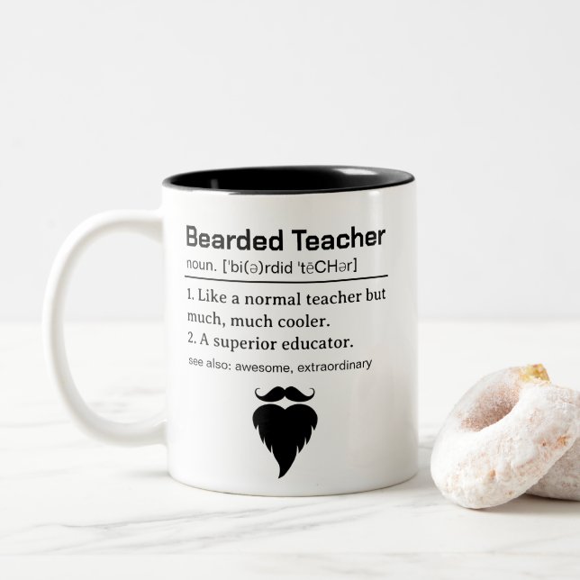 Funny Bearded Teacher Definition Två-Tonad Mugg (Med munk)