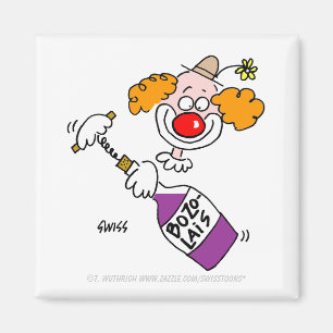 Funny Beaujolais Vin Humor Clown Tecknad Magnet