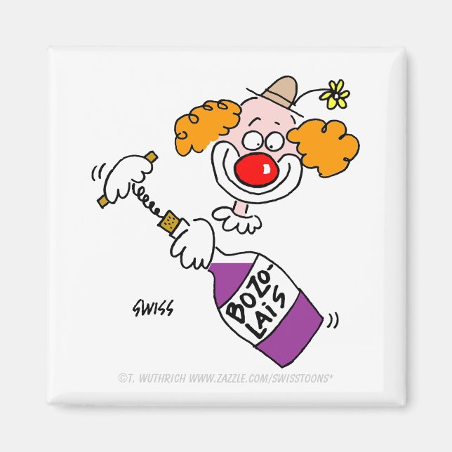 Funny Beaujolais Vin Humor Clown Tecknad Magnet (Framsidan)