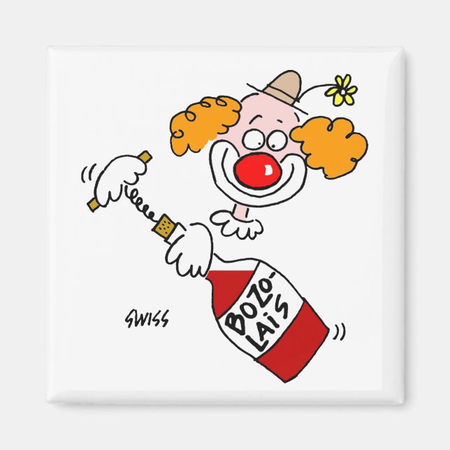 Funny Beaujolais Vin Tecknad Tasting Party Favor Magnet (Framsidan)