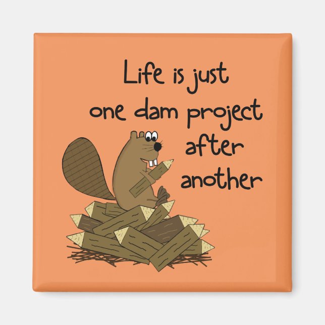 Funny Beaver-arbetsproblem Magnet (Framsidan)