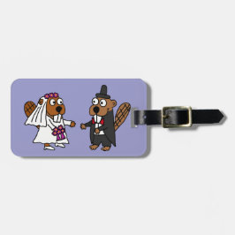 Funny Beaver Bride och Groom Bröllop Bagagebricka