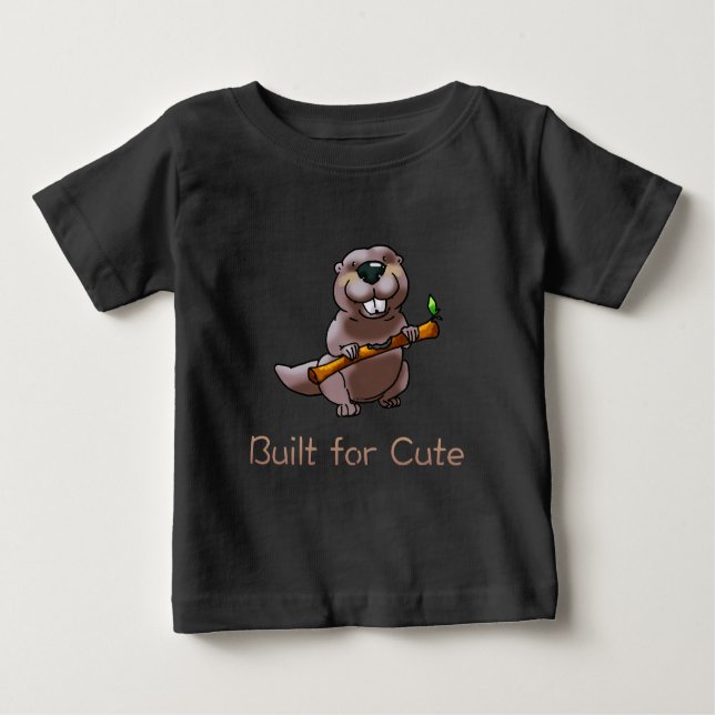 Funny Beaver Cartoon – Built for Cute T Shirt (Framsida)
