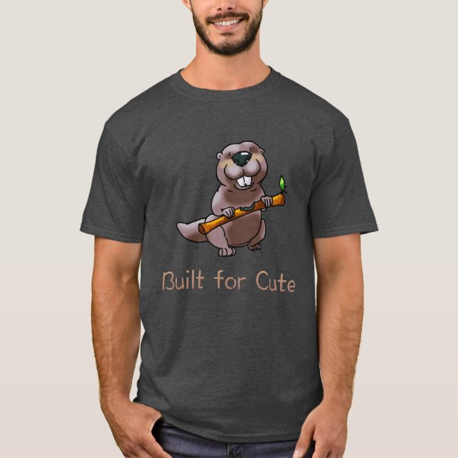 Funny Beaver Cartoon – Built for Cute T Shirt (Framsida)