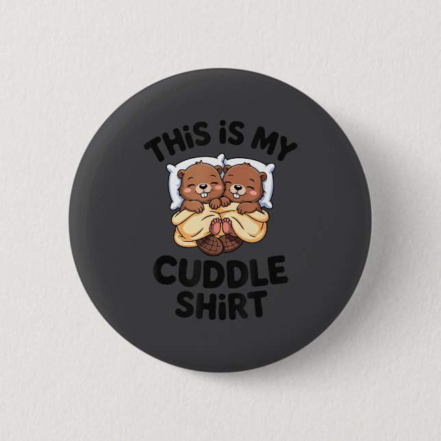 Funny Beaver Couple This Is My Cuddle  Knapp (Framsida)