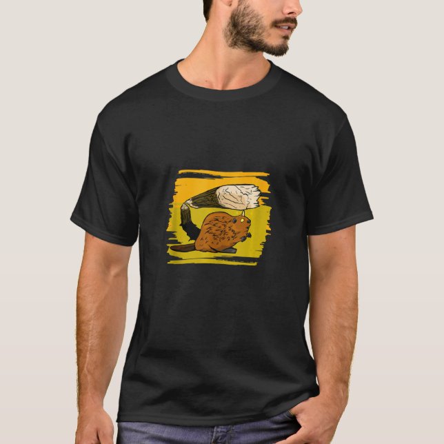 Funny Beaver får Träd på huvudet T Shirt (Framsida)