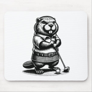 Funny Beaver Golfer Swing Golfing Rodent Sports Musmatta