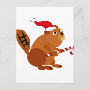 Funny Beaver i jultomten Art Helg Vykort
